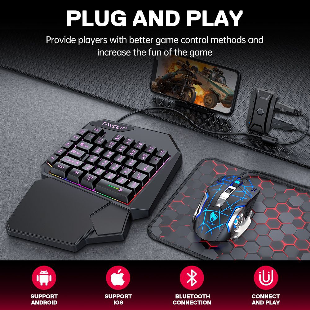 Clavier Thunderwolf T19 à une main, Gun God Throne, clavier de jeu pour gaucher, sensation mécanique