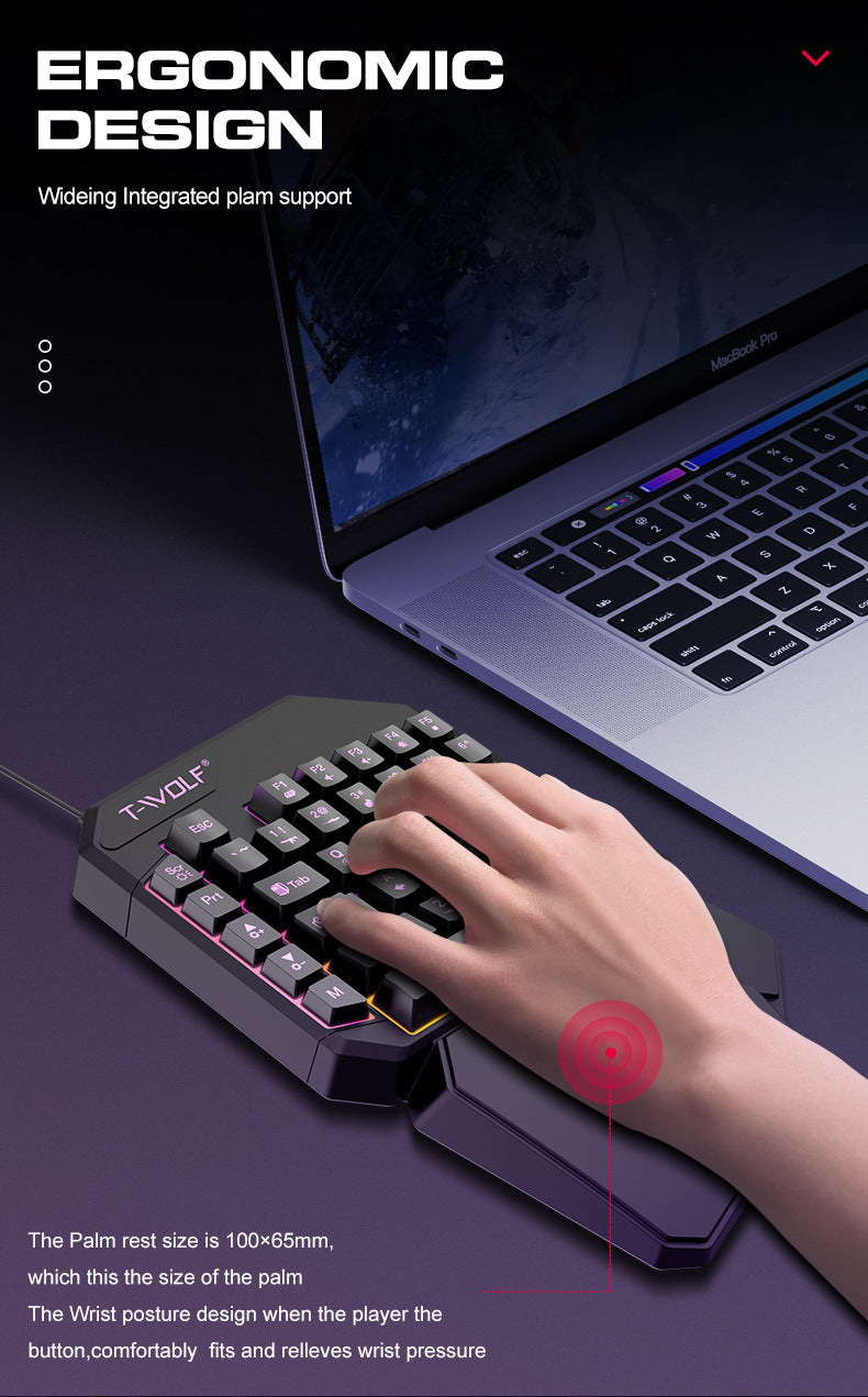 Clavier Thunderwolf T19 à une main, Gun God Throne, clavier de jeu pour gaucher, sensation mécanique