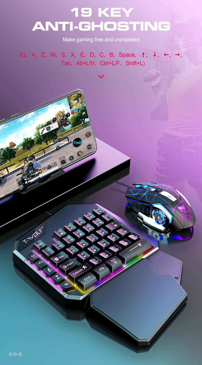 Clavier Thunderwolf T19 à une main, Gun God Throne, clavier de jeu pour gaucher, sensation mécanique