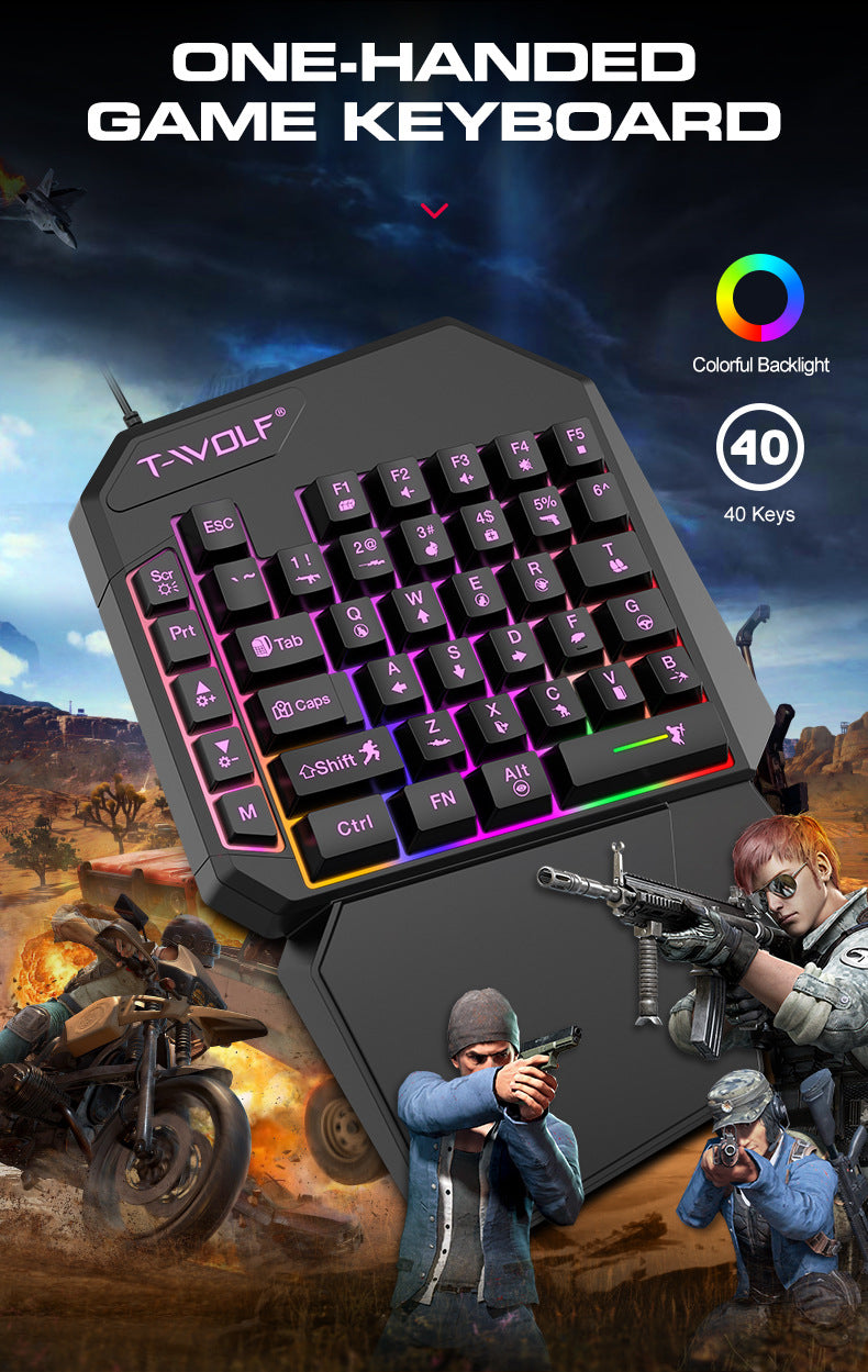 Clavier Thunderwolf T19 à une main, Gun God Throne, clavier de jeu pour gaucher, sensation mécanique